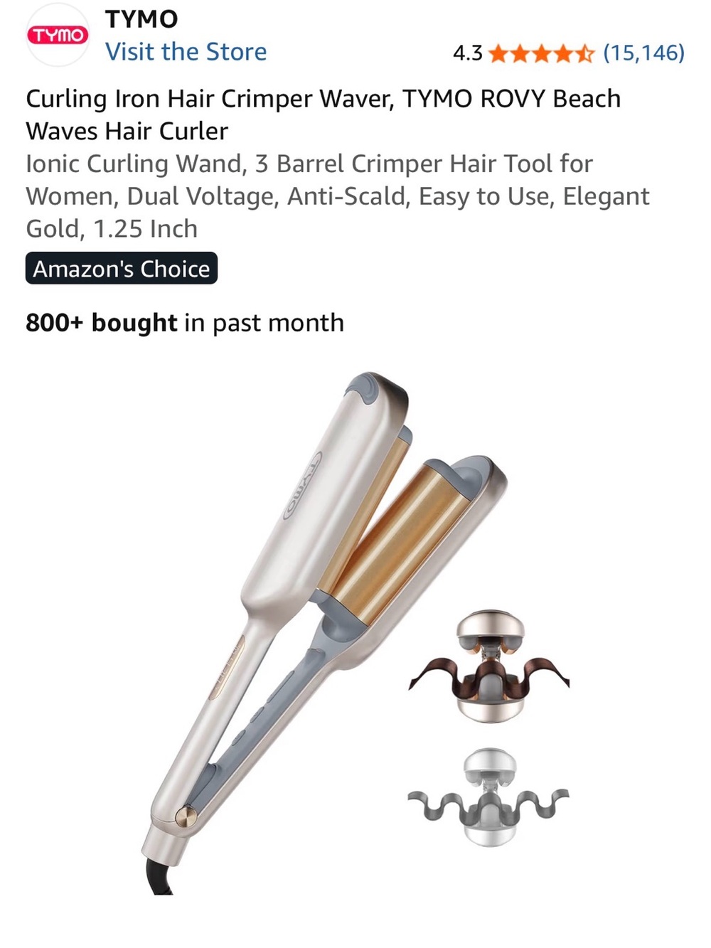 Tymo Hair Crimper / Waver - 1.25 inch barrel